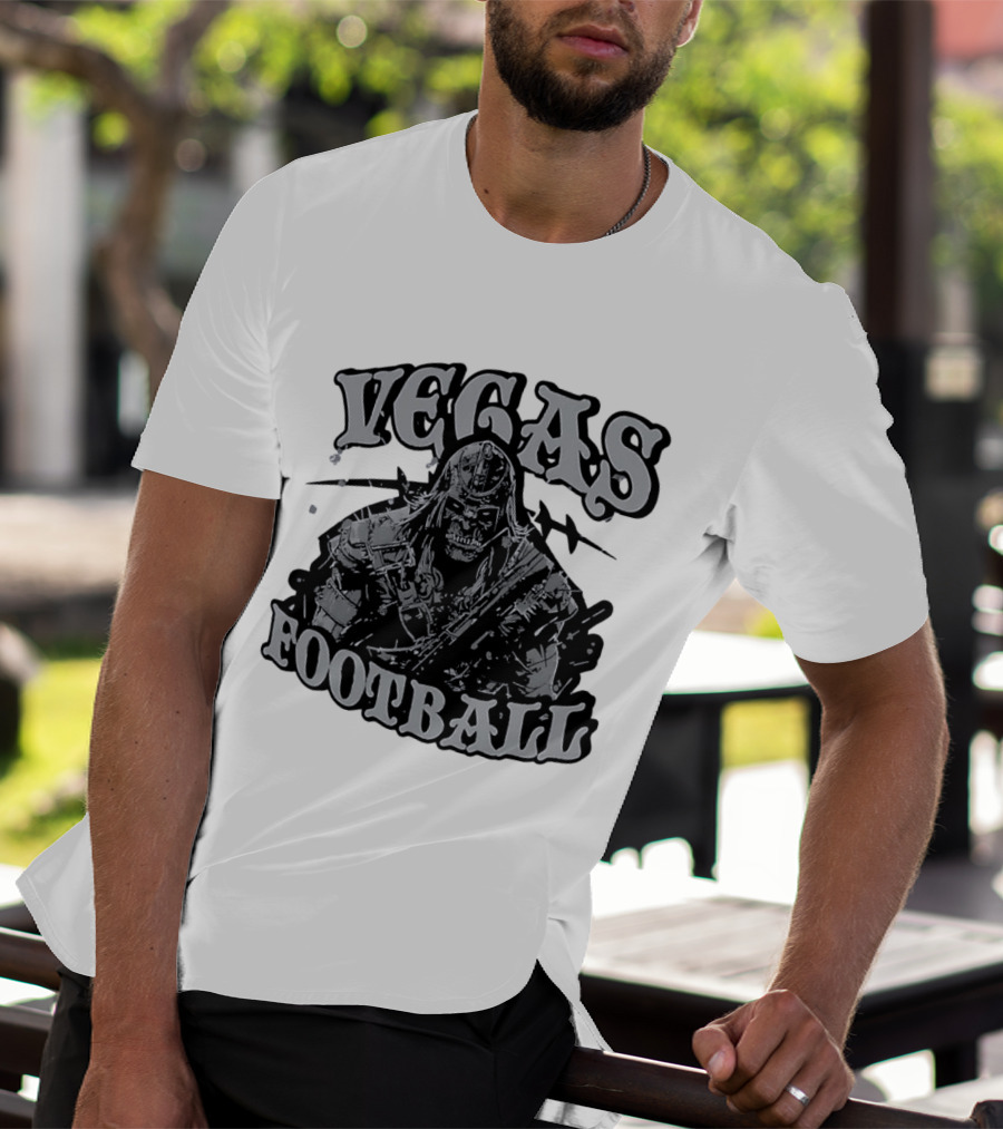 Vegas Football Undead Warrior Grayscale T-Shirt