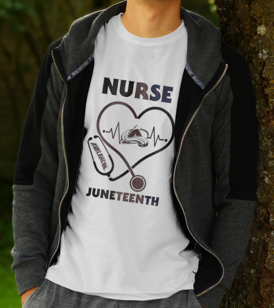 Nurse Heart Stethoscope Colorado Avalanche Juneteenth T-Shirt