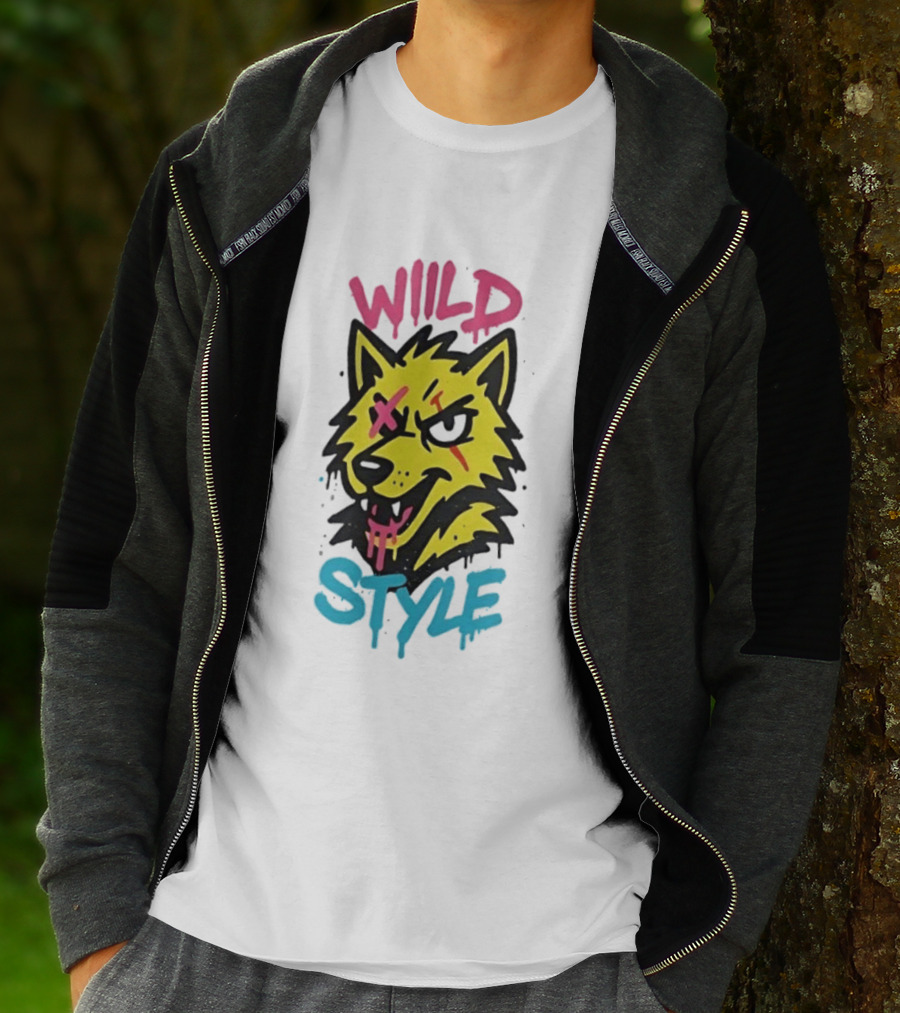 Wild Wolf Wild Style Graffiti Art Urban Streetwear T-Shirt