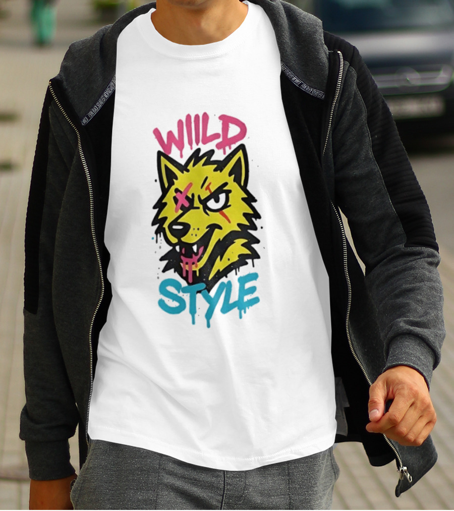 Wild Wolf Wild Style Graffiti Art Urban Streetwear T-Shirt