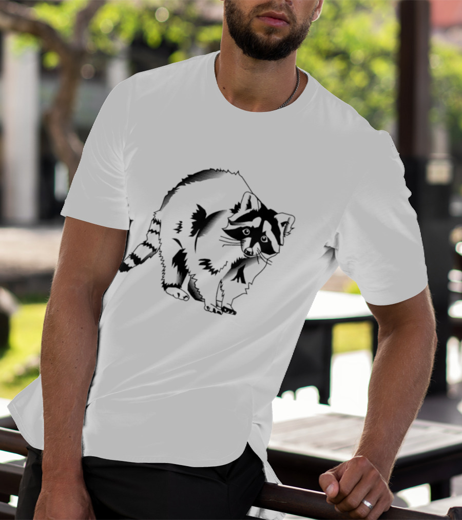 Raccoon Cartoon Forest Wildlife Woodland Creature Mammal Nature T-Shirt