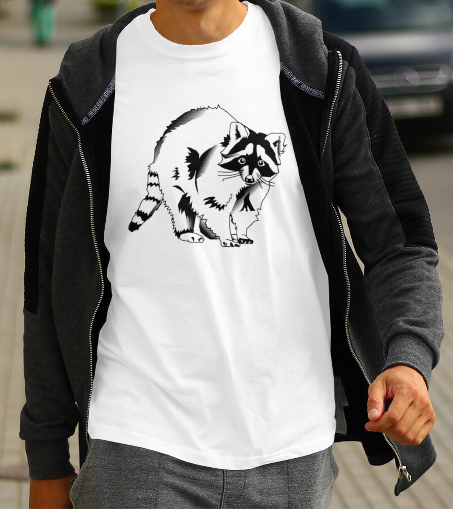 Raccoon Cartoon Forest Wildlife Woodland Creature Mammal Nature T-Shirt