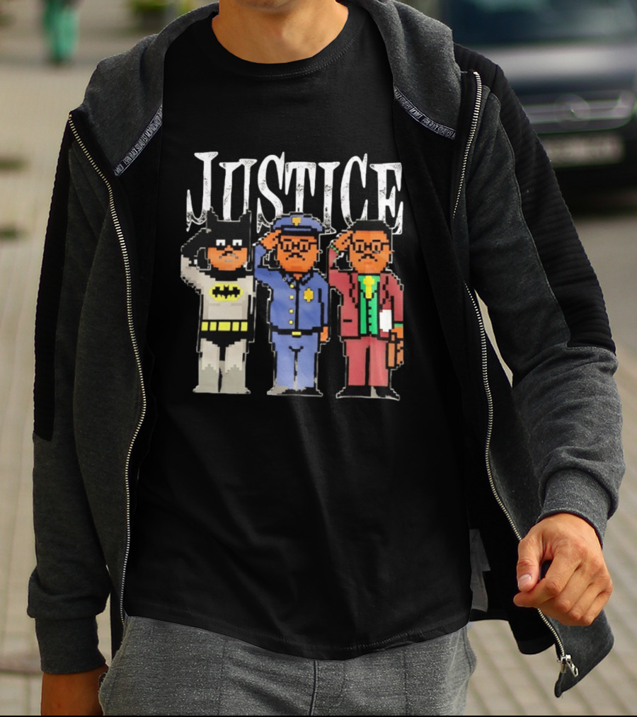 Justice Batman Police Officer Joker Pixel T-Shirt