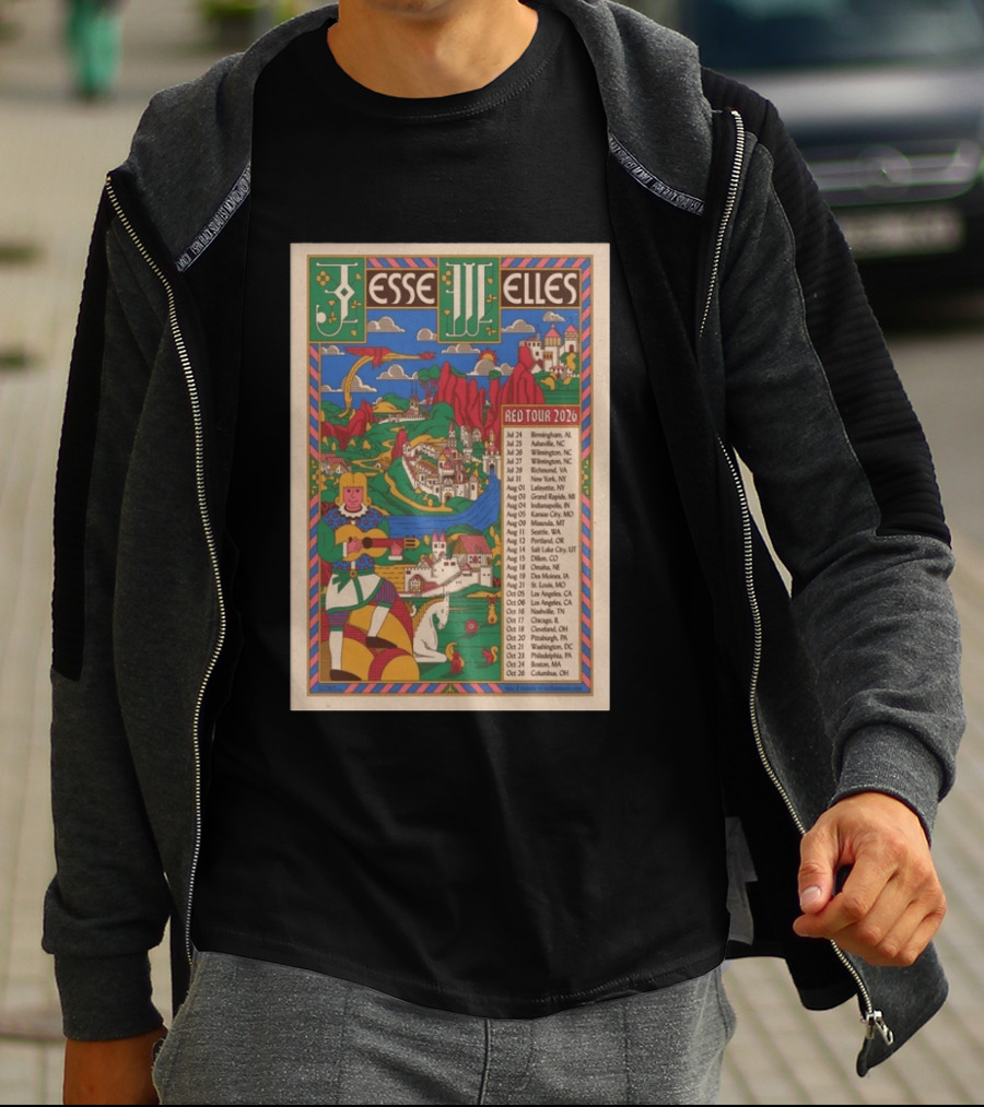 Jesse Welles Red Tour 2026 Cities And Dates T-Shirt