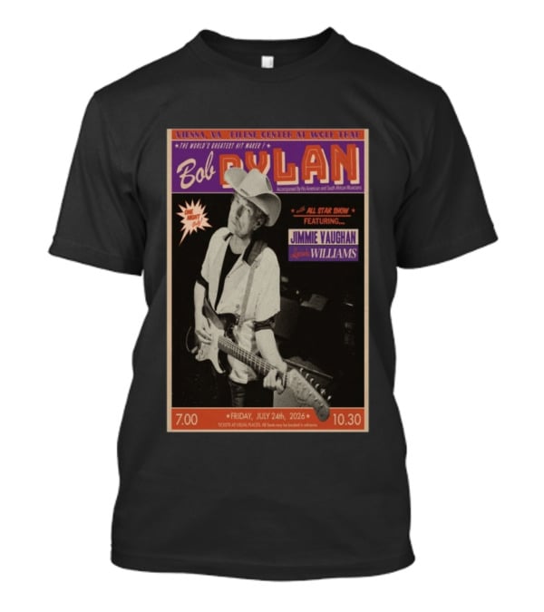 Bob Dylan July 24 2026 Vienna Virginia Filene Center Wolf Trap Jimmie Vaughan Lucinda Williams Concert T-Shirt