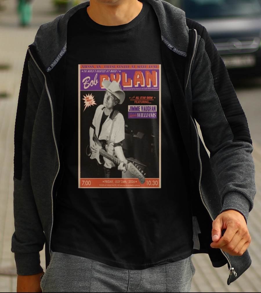 Bob Dylan July 24 2026 Vienna Virginia Filene Center Wolf Trap Jimmie Vaughan Lucinda Williams Concert T-Shirt