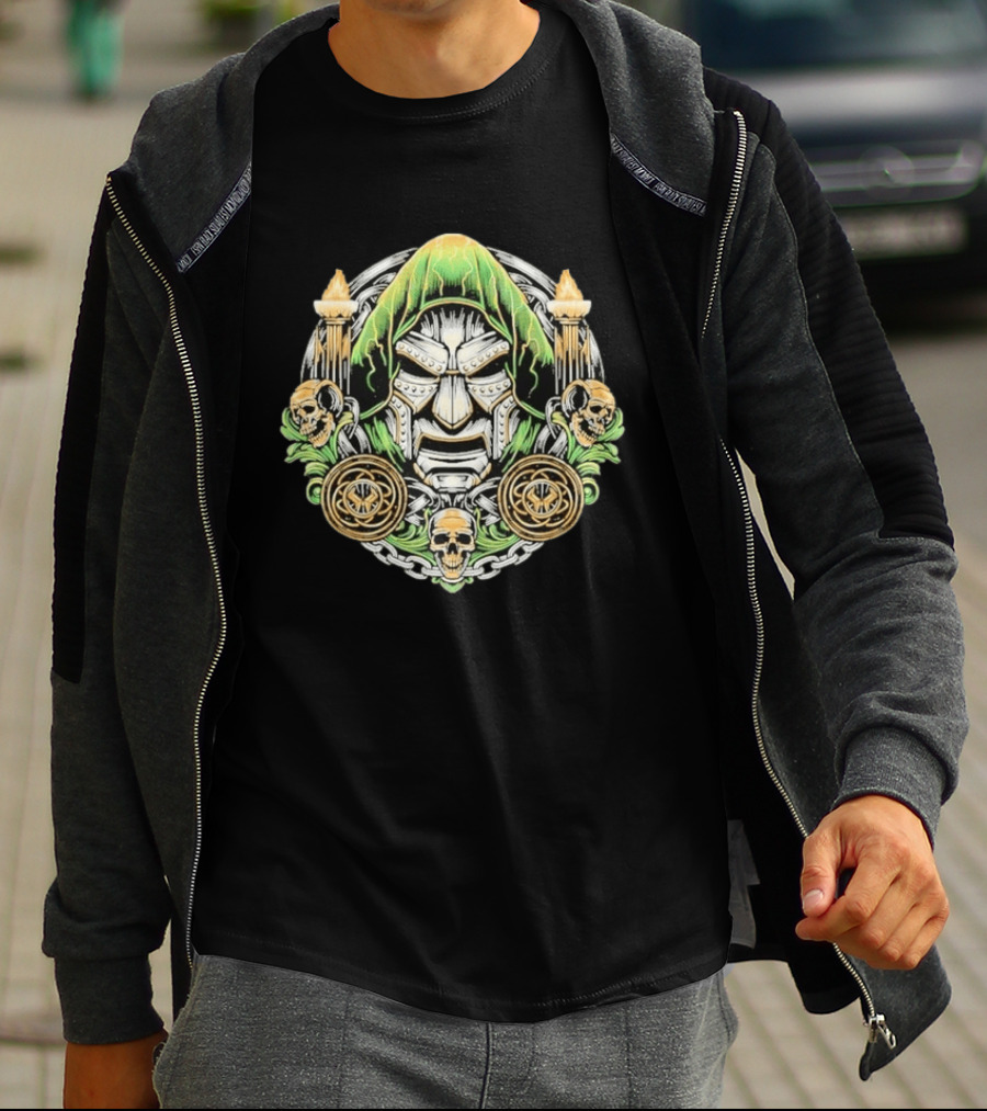 Doctor Doom Welcome To The Age Of Doom Skull And Torches T-Shirt