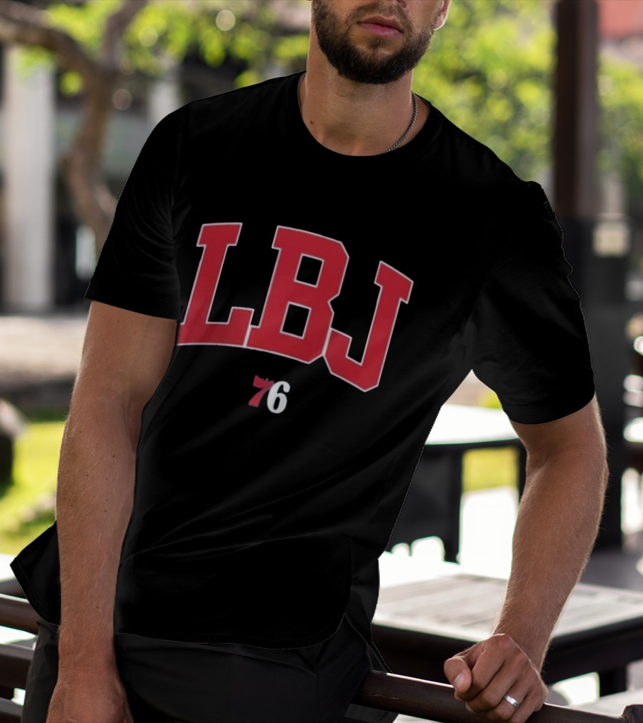 LBJ 76ers Red And White Text Combination T-Shirt