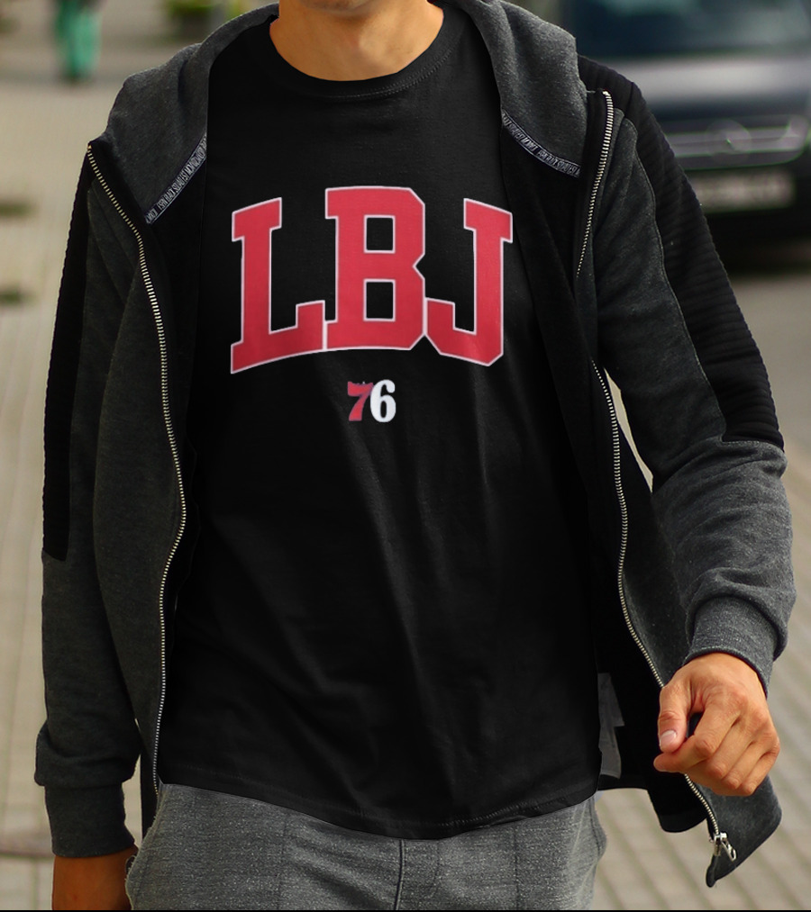 LBJ 76ers Red And White Text Combination T-Shirt