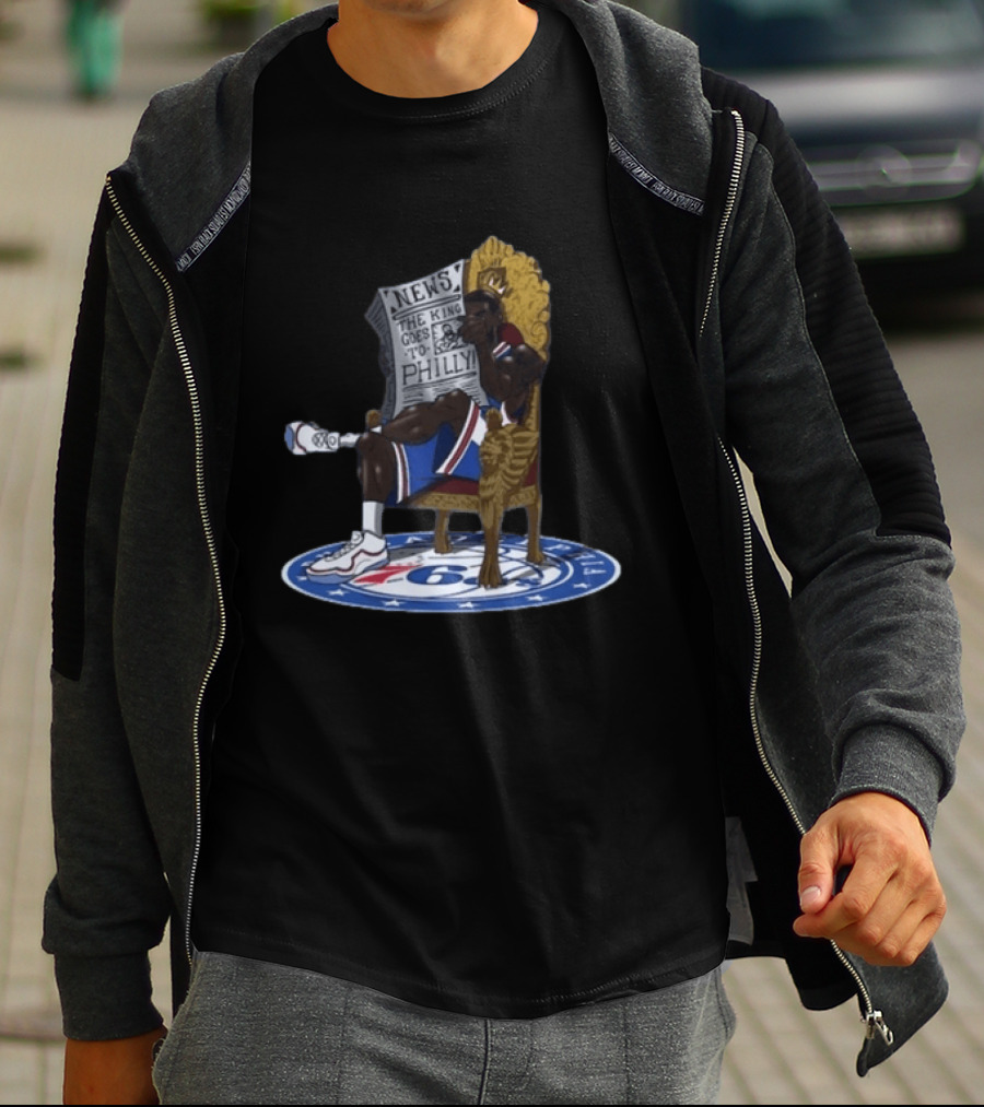 Philadelphia 76ers The King Goes To Philly News Throne T-Shirt