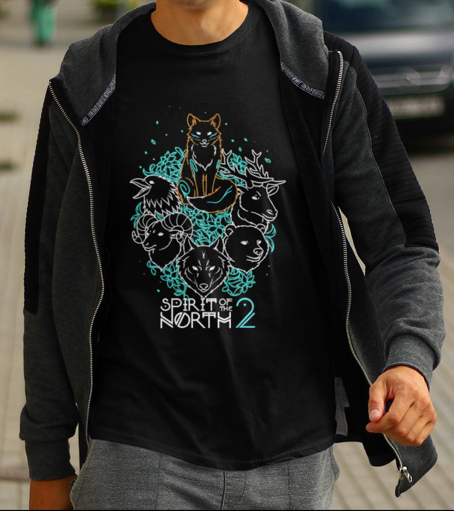 Spirit Of The North 2 Animal Forest Wildlife Fox Bear Deer Wolf T-Shirt