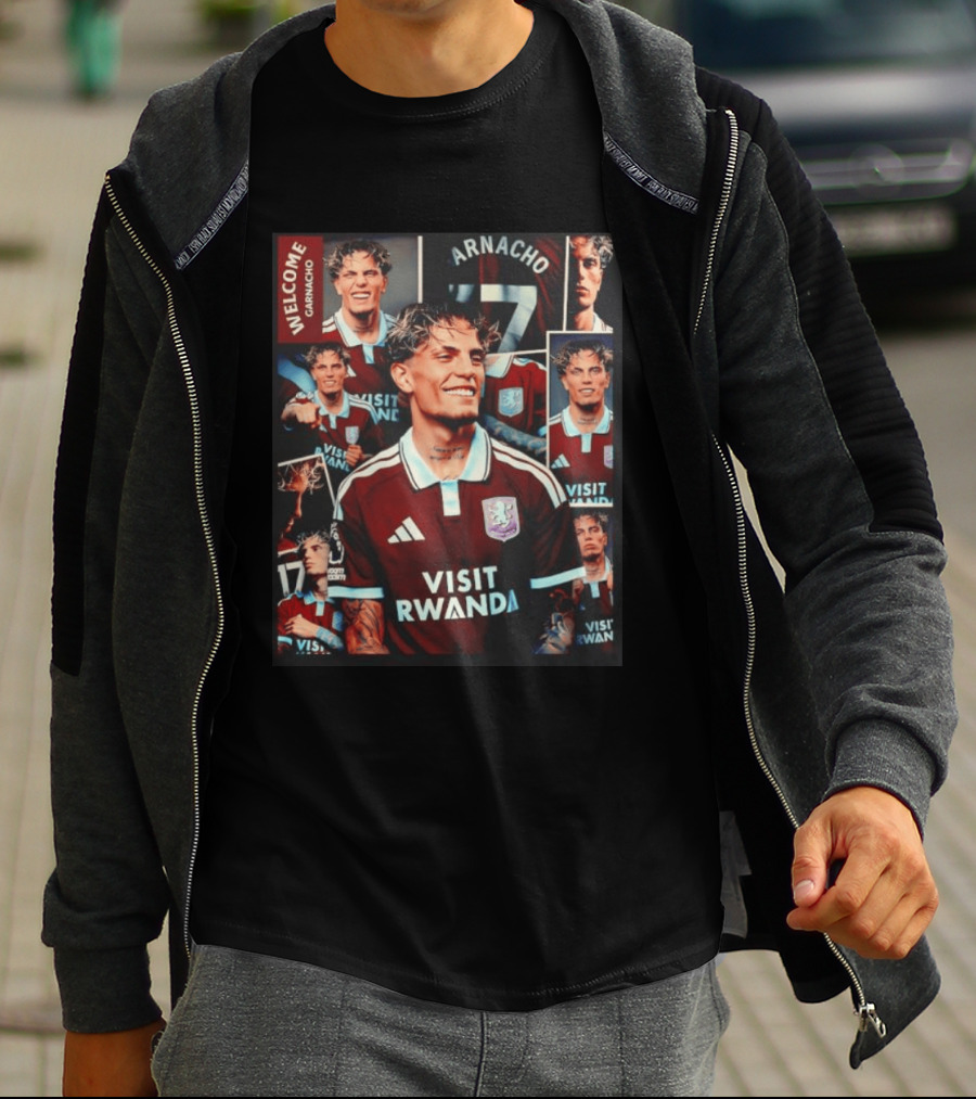 Visit Rwanda Garnacho Welcome Aston Villa 17 Collage T-Shirt