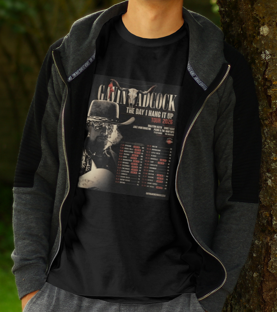 Gavin Adcock The Day I Hang It Up Tour 2026 Braxton Keith Corey Kent Jake Worthington Concert Dates And Locations T-Shirt