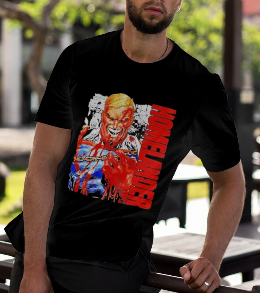 Homelander The Boys Superhero Cartoon Blood Splattered Image T-Shirt