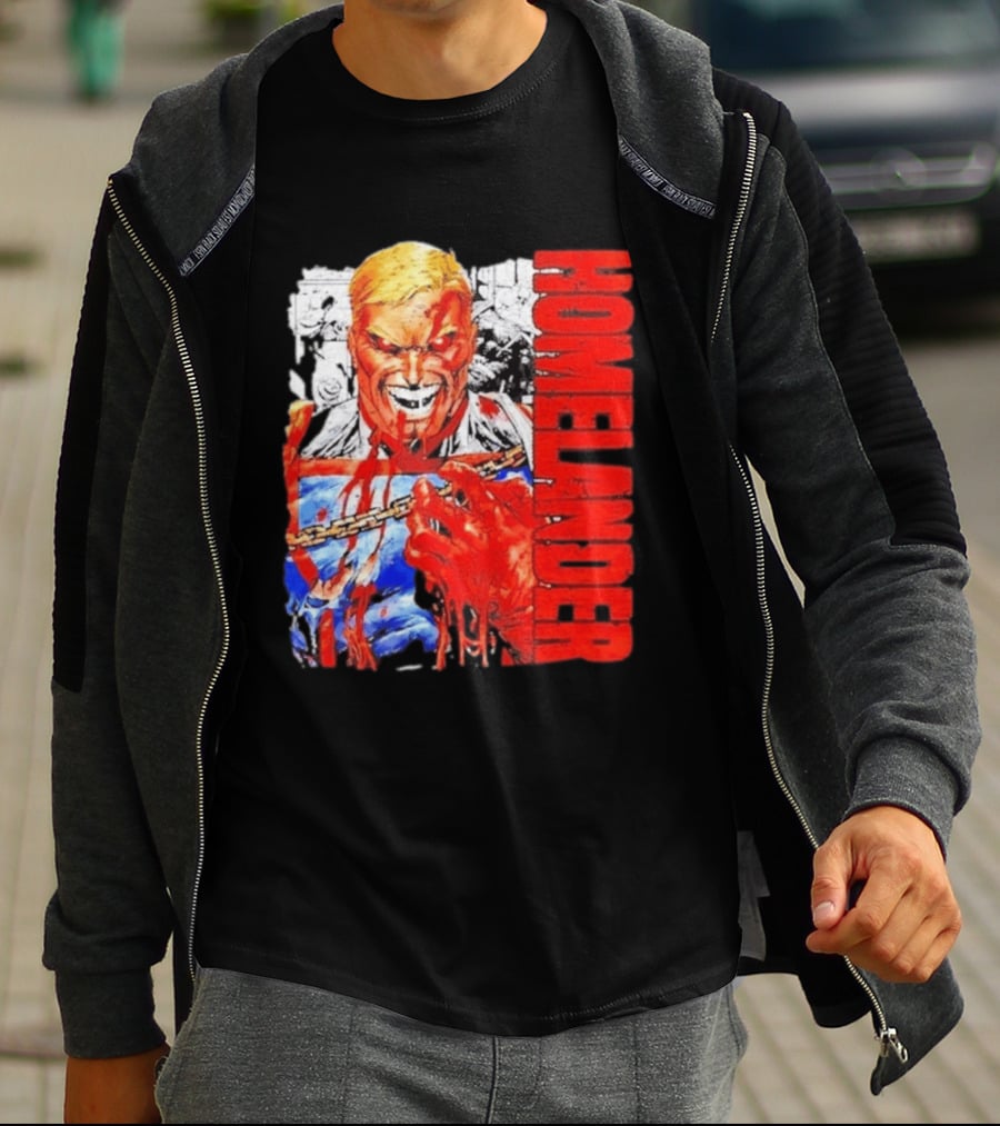 Homelander The Boys Superhero Cartoon Blood Splattered Image T-Shirt