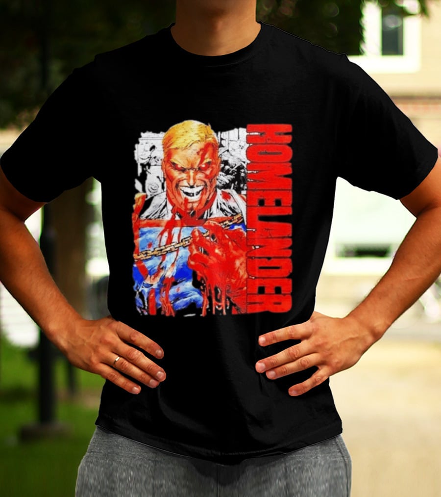Homelander The Boys Superhero Cartoon Blood Splattered Image T-Shirt