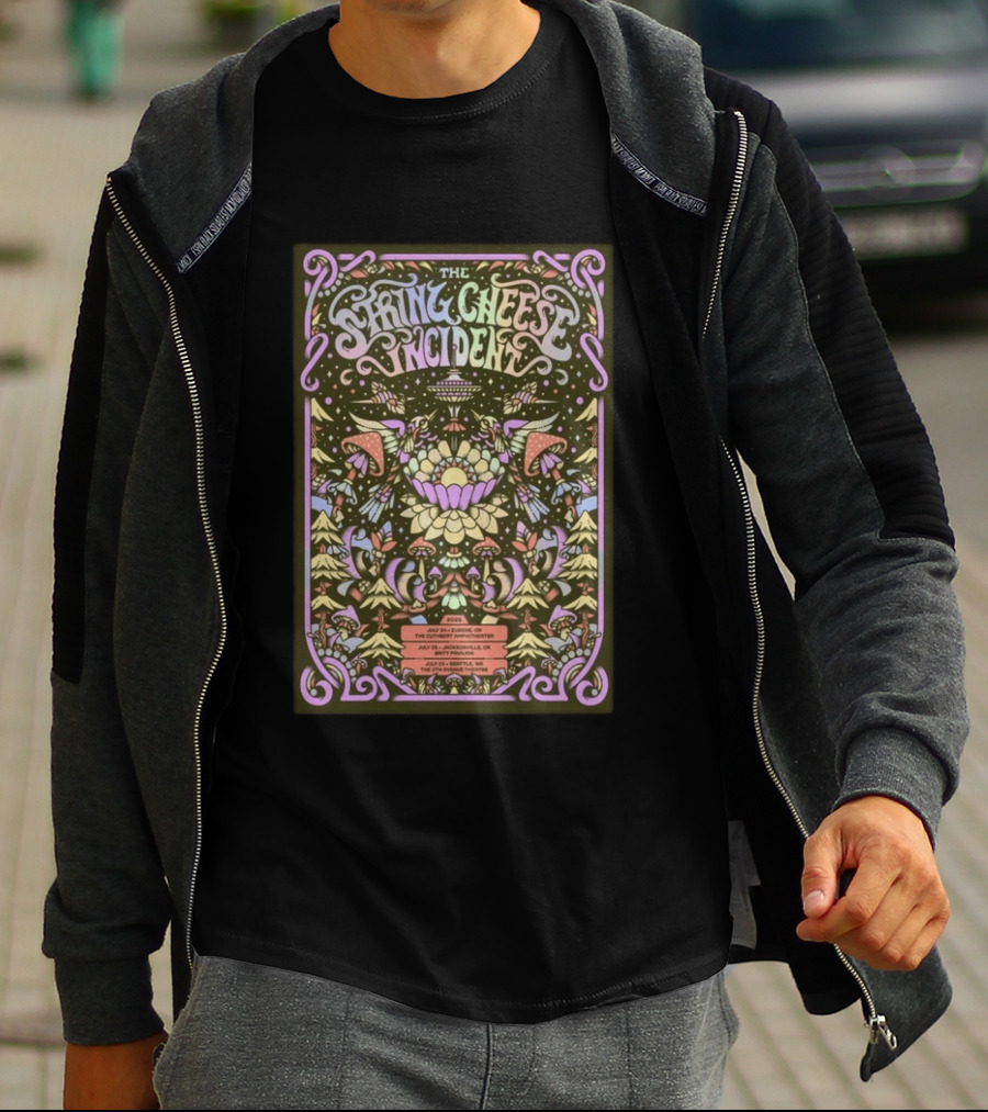 The String Cheese Incident July 24 2026 Eugene OR Psychedelic Concert With Floral And Mushroom T-Shirt