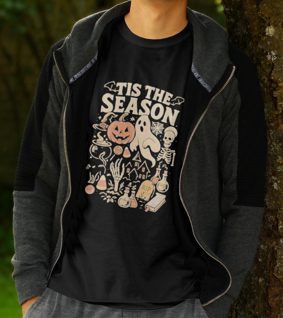 Tis The Season Pumpkin Ghost Skeleton Halloween 2026 T-Shirt