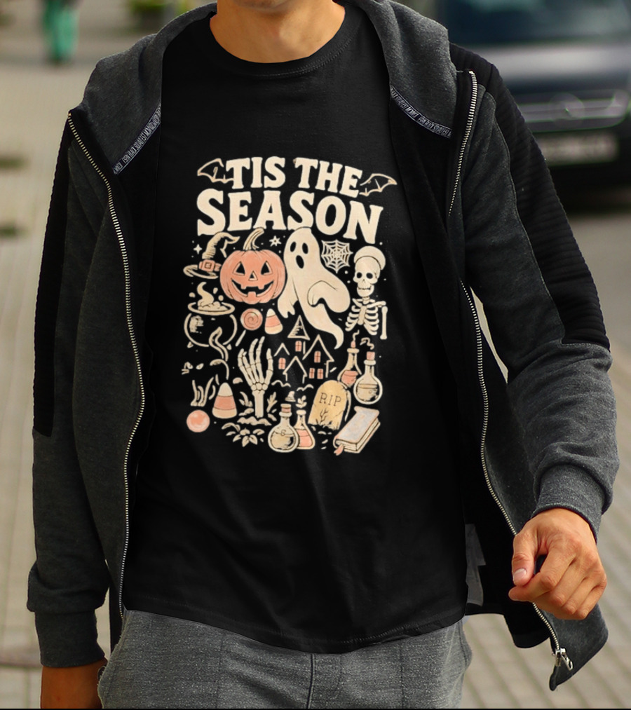 Tis The Season Pumpkin Ghost Skeleton Halloween 2026 T-Shirt