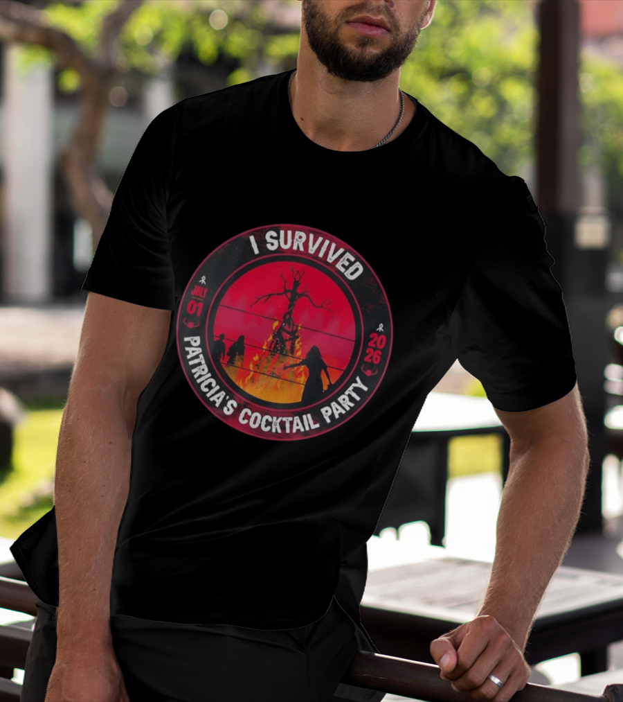 I Survived Patricia's Cocktail Party July 01 2026 Witchy Bonfire Dark Forest T-Shirt