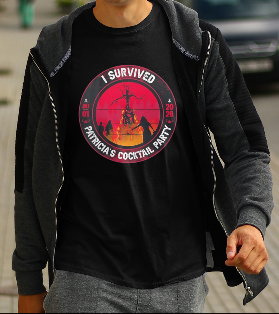 I Survived Patricia's Cocktail Party July 01 2026 Witchy Bonfire Dark Forest T-Shirt