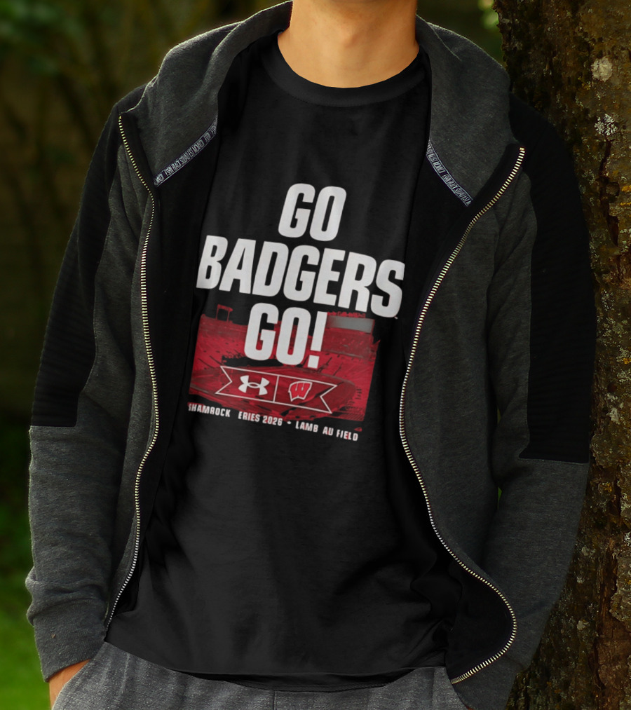 Wisconsin Badgers Go Badgers Go Shamrock Series 2026 Lambeau Field Under Armour T-Shirt