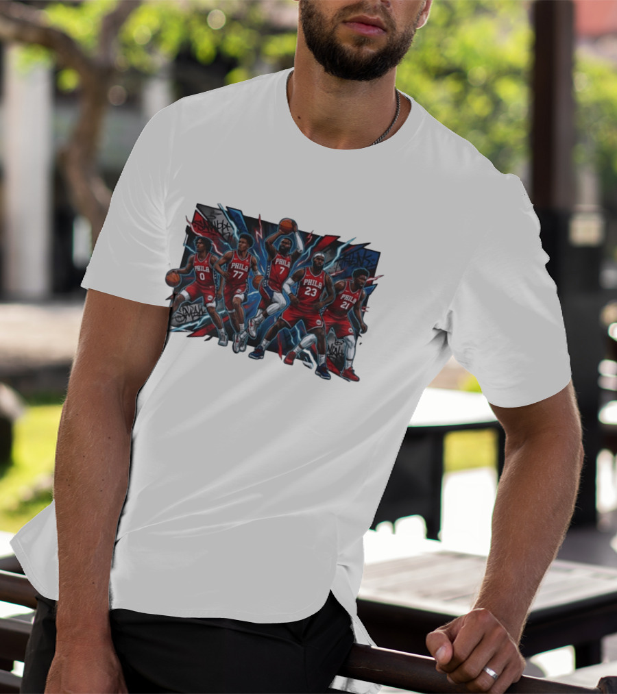 Philadelphia 76ers Players 0 77 7 23 21 Phila Red Jersey Team Slam Dunk Street T-Shirt
