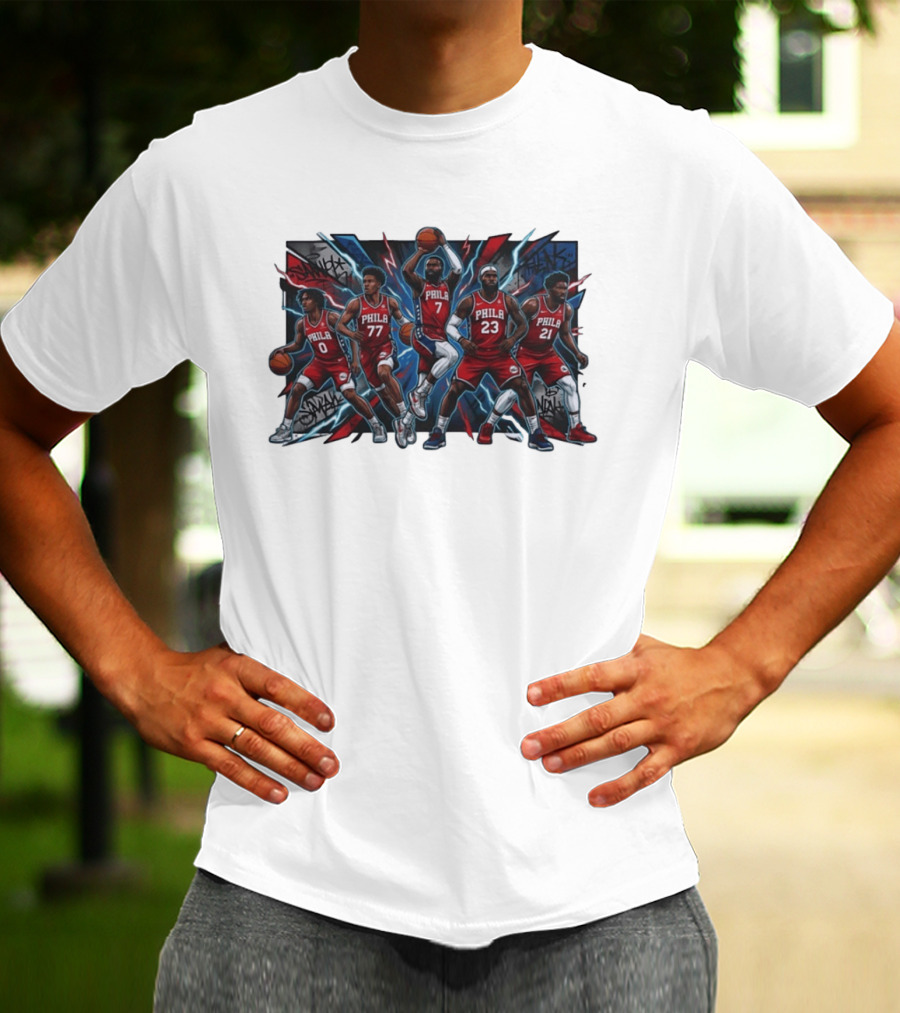Philadelphia 76ers Players 0 77 7 23 21 Phila Red Jersey Team Slam Dunk Street T-Shirt
