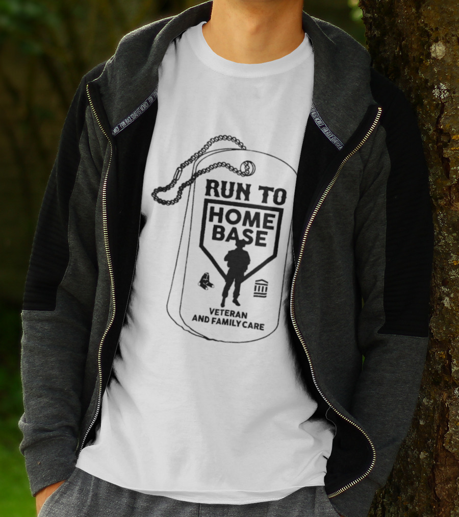 Run To Home Base Veteran And Family Care Dog Tag T-Shirt