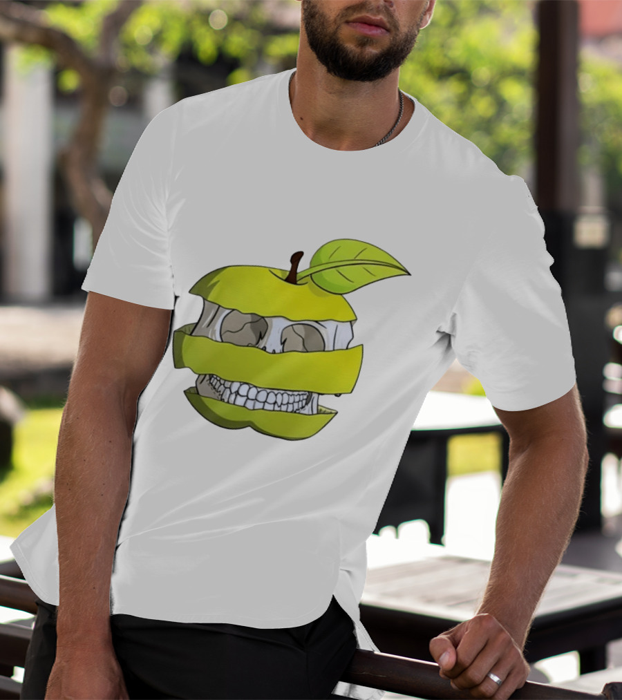 Skull Apple Forbidden Fruit Creative Slice T-Shirt