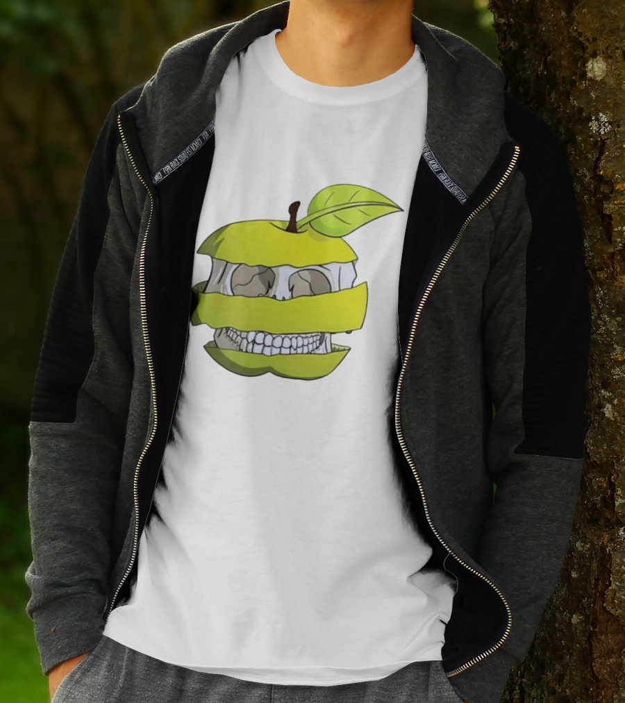 Skull Apple Forbidden Fruit Creative Slice T-Shirt