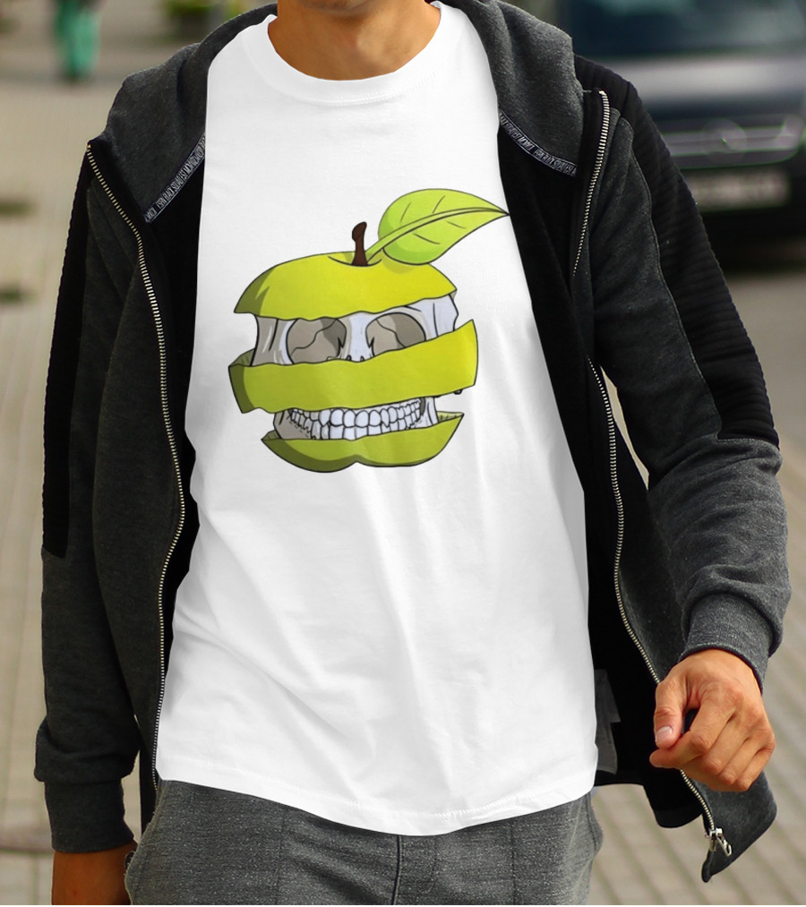 Skull Apple Forbidden Fruit Creative Slice T-Shirt