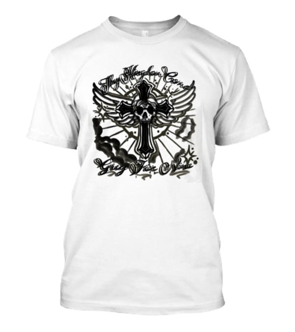 Thy Kingdom Come Skull Grey Five Nine Cross Wings T-Shirt