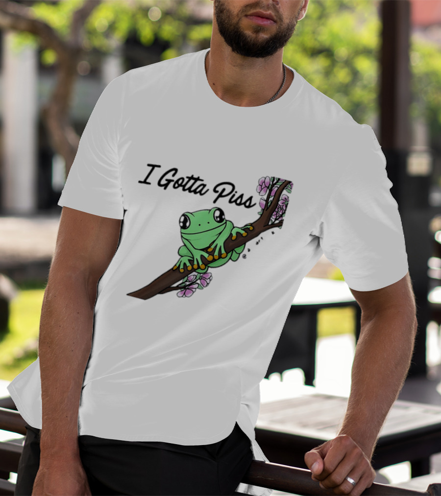 I Gotta Piss Frog On Branch With Flowers T-Shirt
