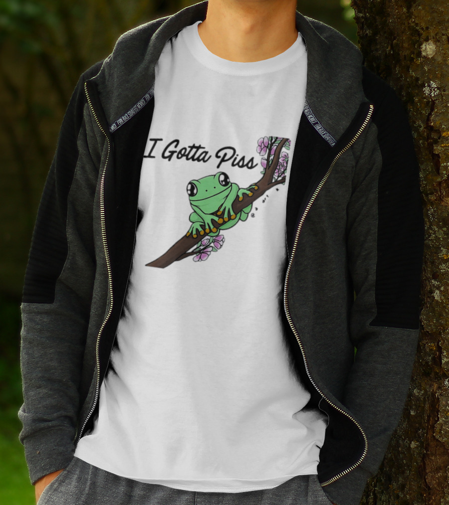 I Gotta Piss Frog On Branch With Flowers T-Shirt
