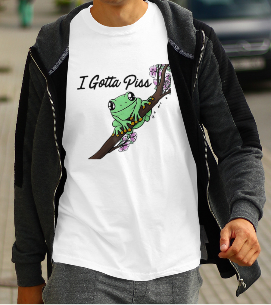 I Gotta Piss Frog On Branch With Flowers T-Shirt