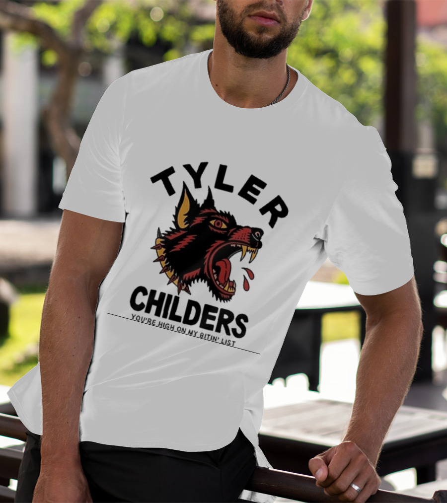 Tyler Childers You're High On My Bitin' List Wolf Head Spike Collar T-Shirt