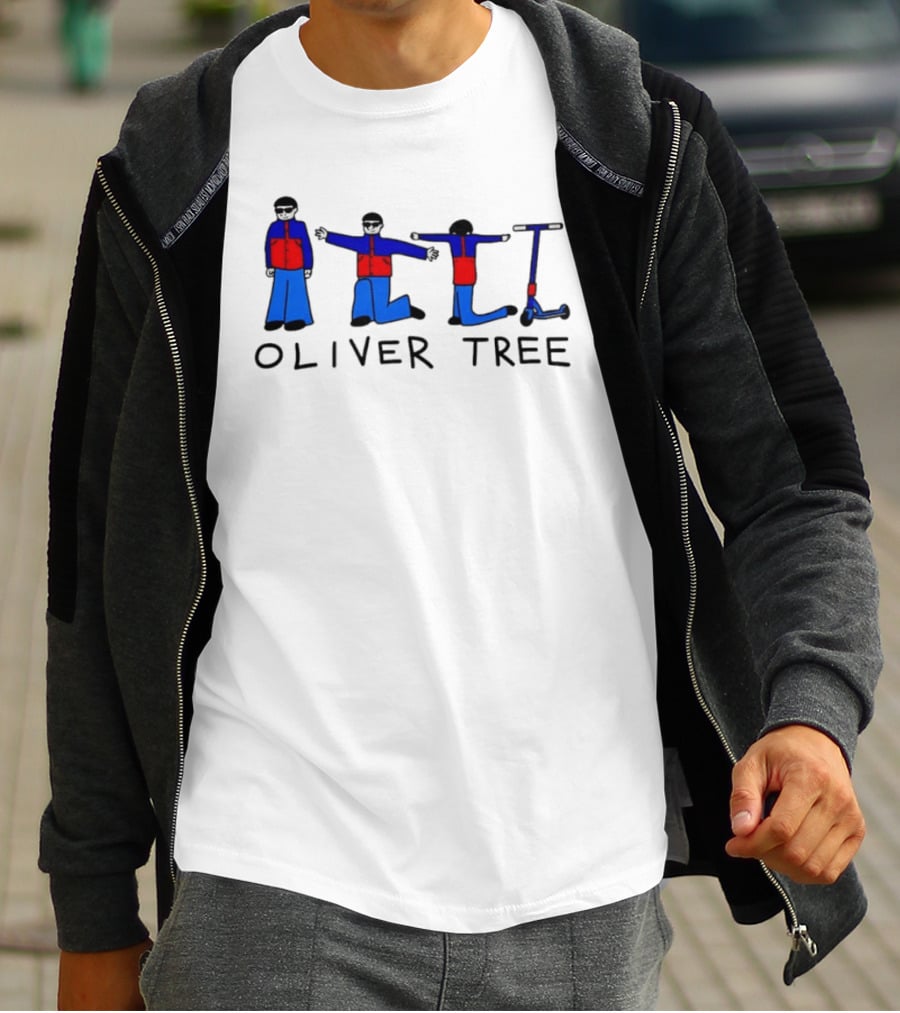 Oliver Tree Cartoon Characters With Scooter Pose T-Shirt