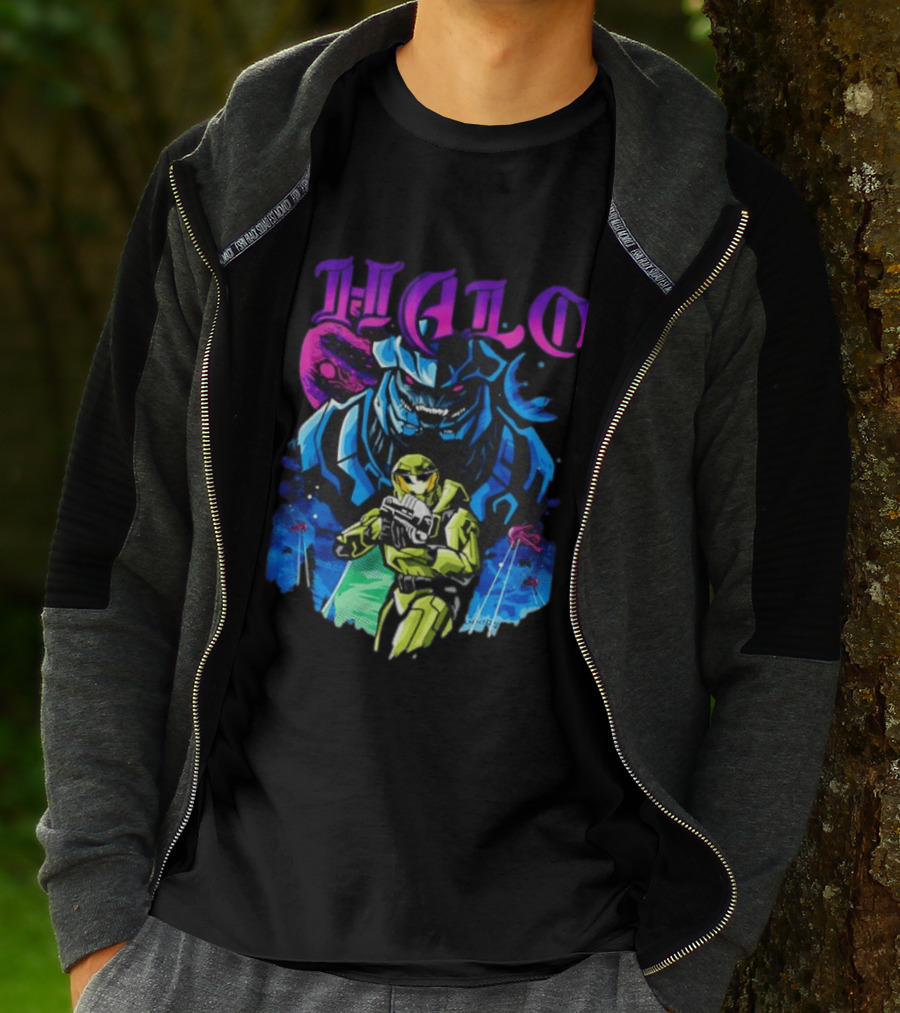 Halo Master Chief Arbiter Video Game Battle Scene T-Shirt