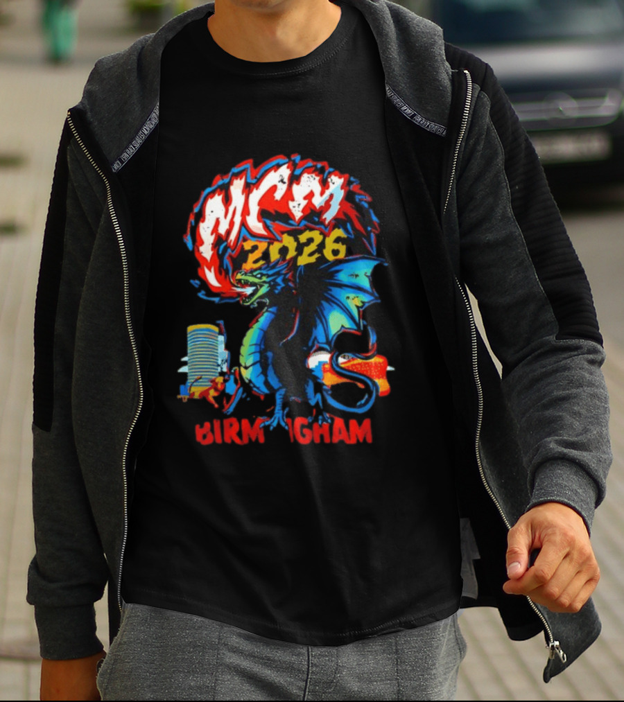MCM 2026 Birmingham Dragon Fire Skyline Bull Event Souvenir T-Shirt