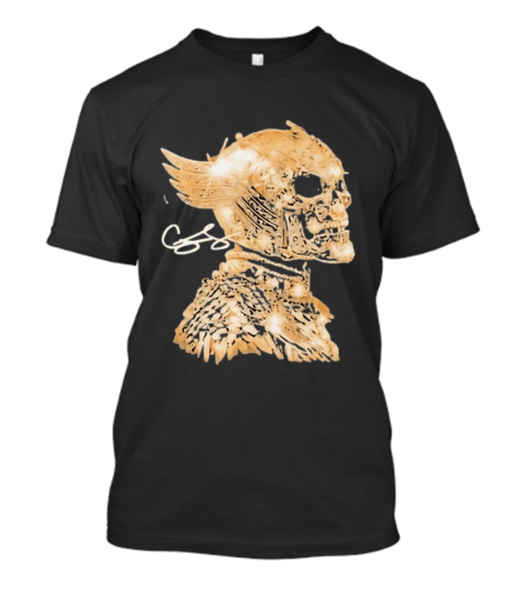 Chris Brown Gold Skull Breezy Wings And Feathers T-Shirt
