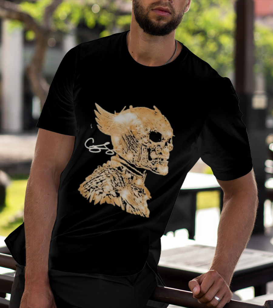 Chris Brown Gold Skull Breezy Wings And Feathers T-Shirt
