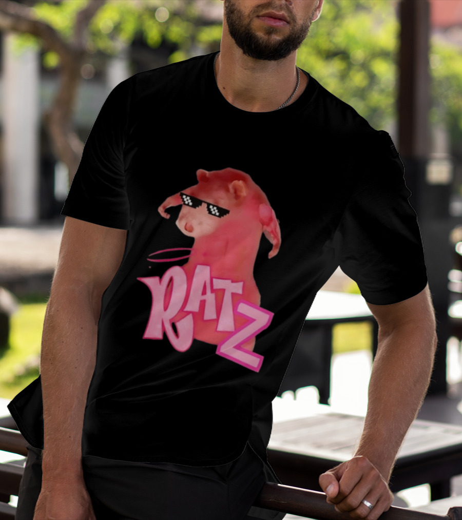 RATZ Muscular Pink Toned Rat Pixel Thug Life Sunglasses Bratz Doll T-Shirt