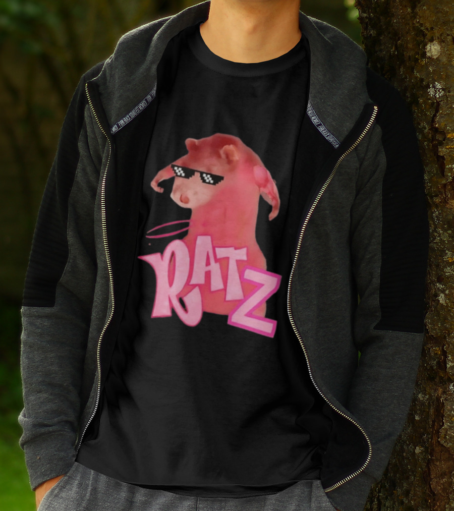 RATZ Muscular Pink Toned Rat Pixel Thug Life Sunglasses Bratz Doll T-Shirt
