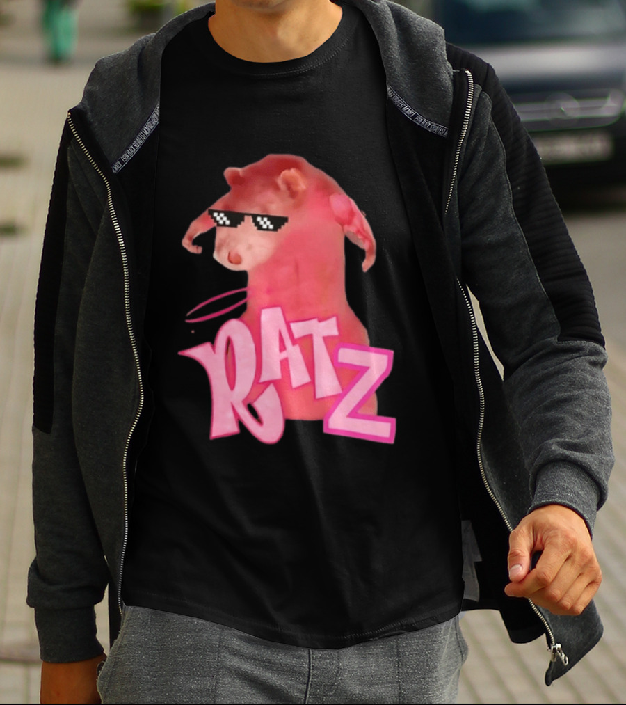 RATZ Muscular Pink Toned Rat Pixel Thug Life Sunglasses Bratz Doll T-Shirt