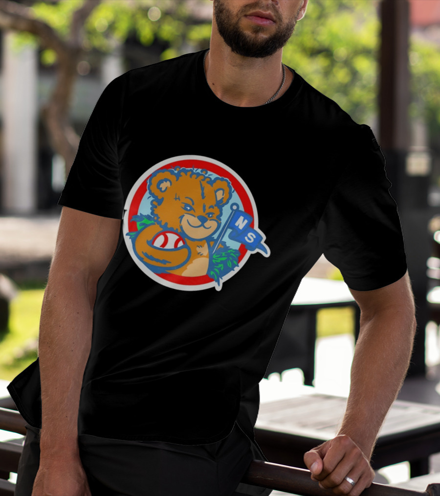 Teddy Bear Holding Baseball NS Pennant Circle T-Shirt