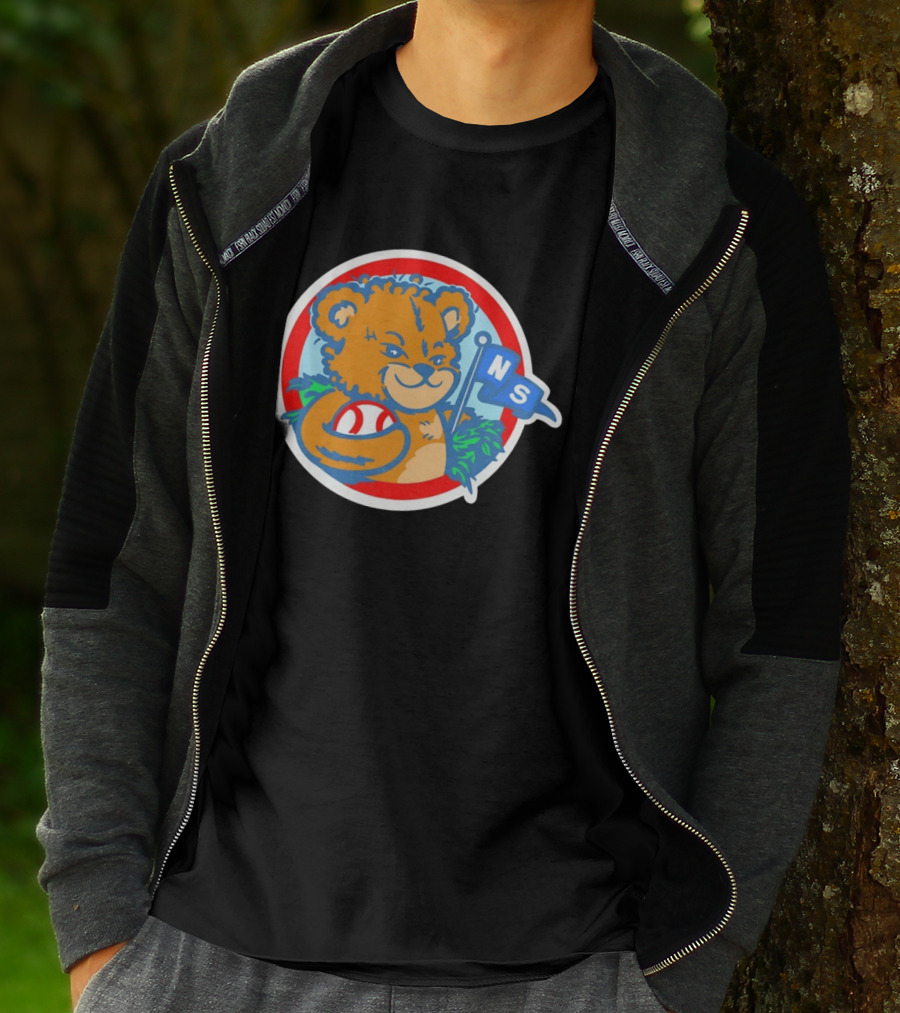 Teddy Bear Holding Baseball NS Pennant Circle T-Shirt