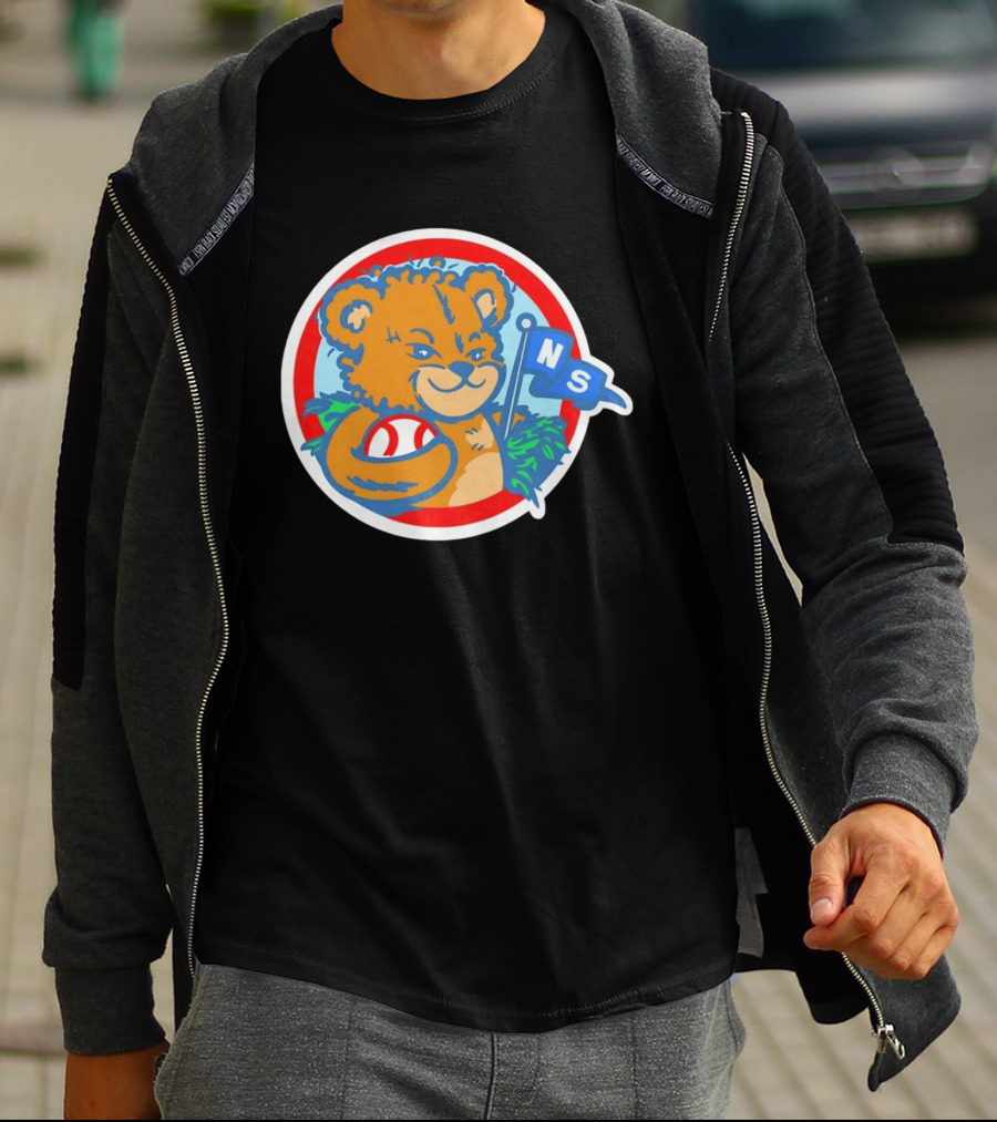 Teddy Bear Holding Baseball NS Pennant Circle T-Shirt