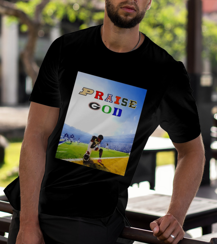 Texas AM Football Player No 7 Praise God Stadium Scene T-Shirt