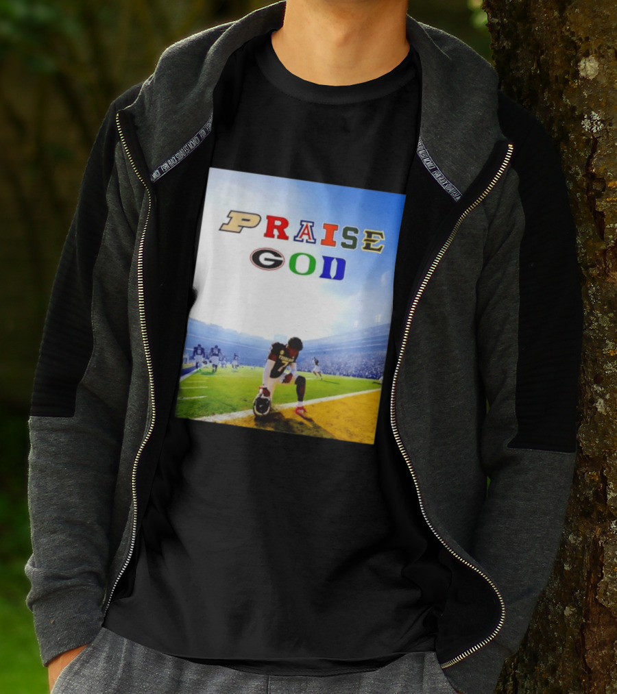 Texas AM Football Player No 7 Praise God Stadium Scene T-Shirt